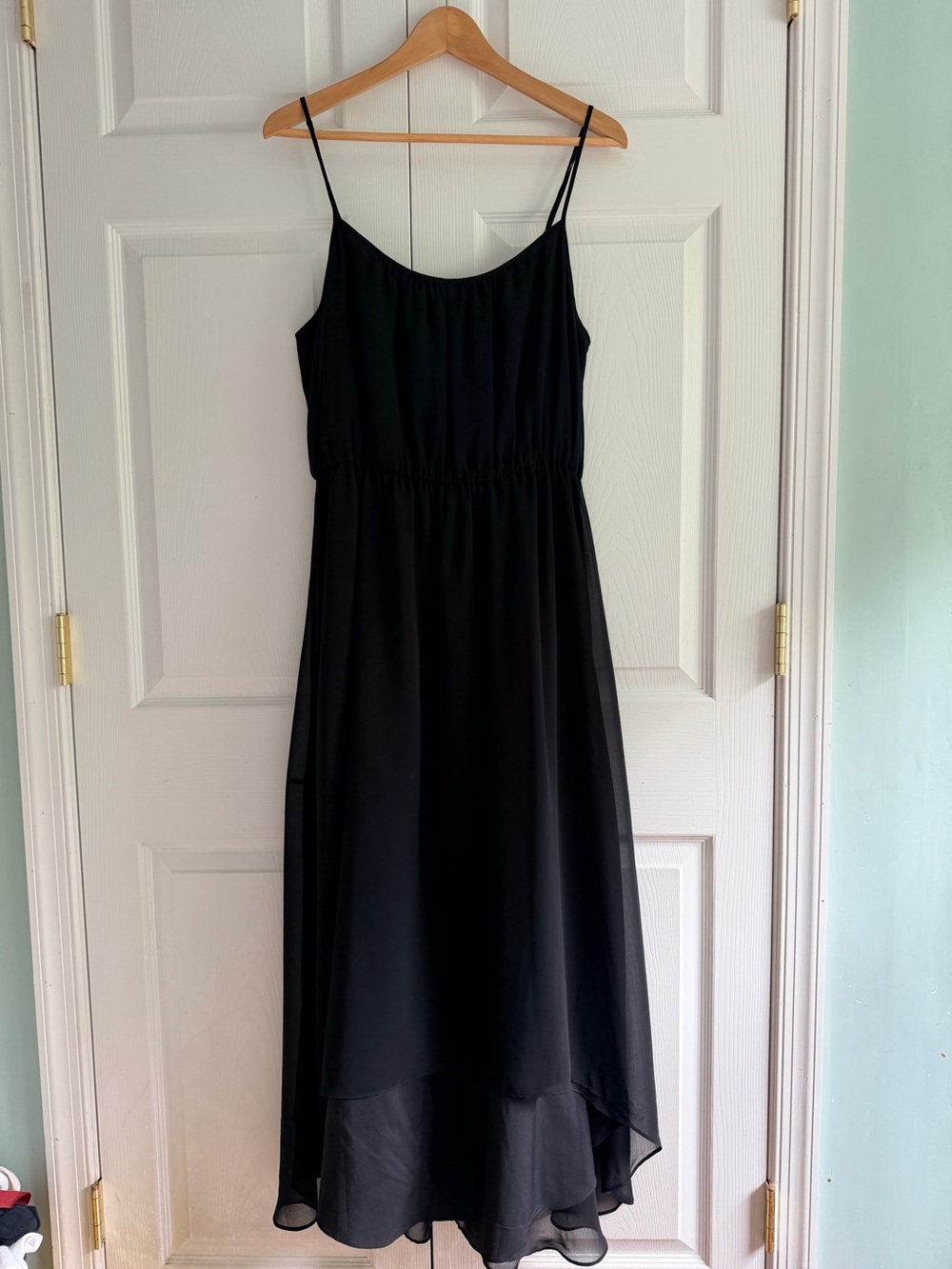 Banana Republic Black Chiffon High-Low Dress – Size 14 – Adjustable Straps